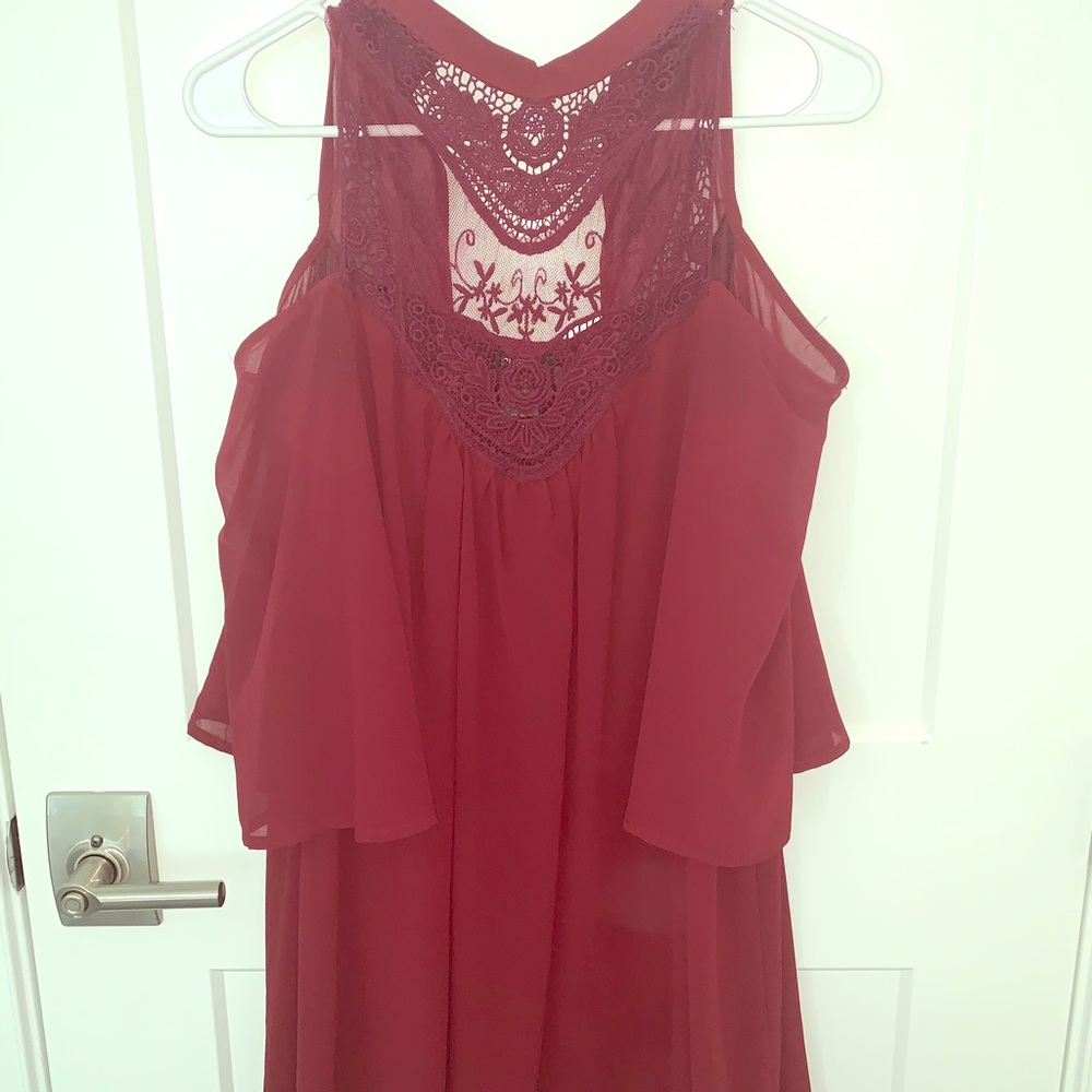 Burgundy Rue 21 sheer dress